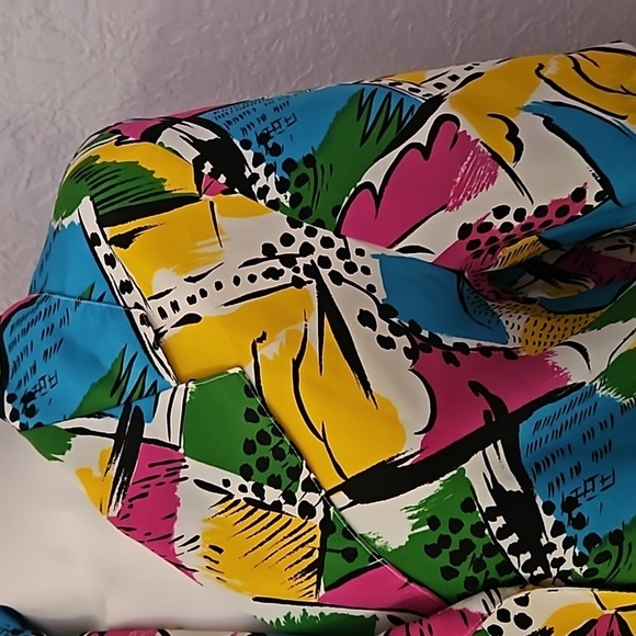 VTG JORDAN 1980s Colorful Graffiti Blouson Blouse - Picture 5 of 8